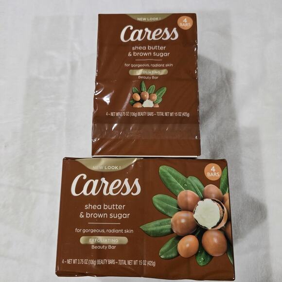 (2) 4pks Caress Bar Soap Shea Butter & Brown Sugar for Dry Skin 4x 3.75 oz Bars - Picture 2 of 3